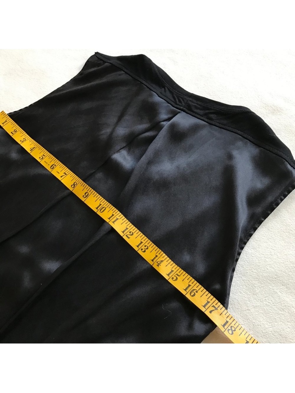 Raquel Allegra Black Silk Tunic Top Sleeveless Pleated Raw Hem Size 1 Small - Picture 11 of 12
